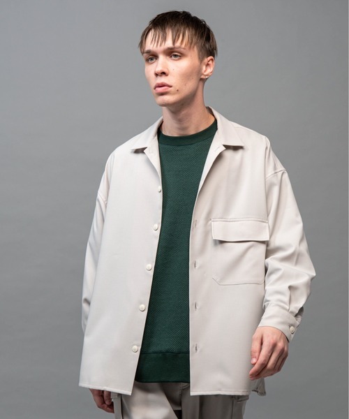 MR.OLIVE(ミスターオリーブ)の「ストレッチウェザー クロス /ビッグシルエット シャツジャケット(シャツ/ブラウス・メンズ・ブラック/カーキ/アイボリー・SMALL/MEDIUM/LARGE)」の2枚目の写真