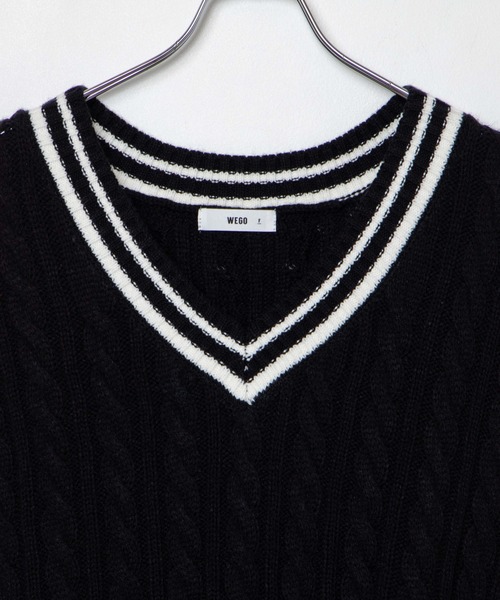 WEGO(ウィゴー)の「WEGO/BIGシルエットケーブルベスト(ベスト・レディース・ブラック/サックスブルー/オフホワイト・FREE)」の9枚目の写真