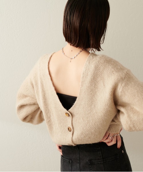 DISCOAT（ディスコート）の「【ZOZO限定】シャギー2WAYショートカーデ（カーディガン/ボレロ・レディース・ブラック/オレンジ/グリーン/グレイッシュベージュ・FREE）」の2枚目の写真