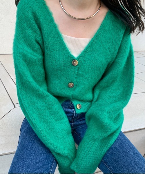 DISCOAT（ディスコート）の「【ZOZO限定】シャギー2WAYショートカーデ（カーディガン/ボレロ・レディース・ブラック/オレンジ/グリーン/グレイッシュベージュ・FREE）」の3枚目の写真