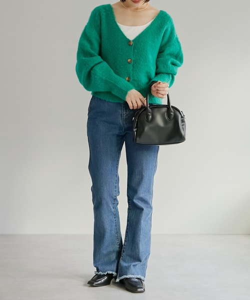 DISCOAT（ディスコート）の「【ZOZO限定】シャギー2WAYショートカーデ（カーディガン/ボレロ・レディース・ブラック/オレンジ/グリーン/グレイッシュベージュ・FREE）」の21枚目の写真