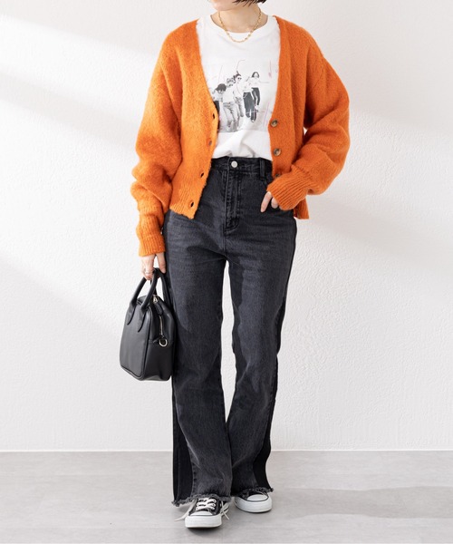 DISCOAT（ディスコート）の「【ZOZO限定】シャギー2WAYショートカーデ（カーディガン/ボレロ・レディース・ブラック/オレンジ/グリーン/グレイッシュベージュ・FREE）」の6枚目の写真