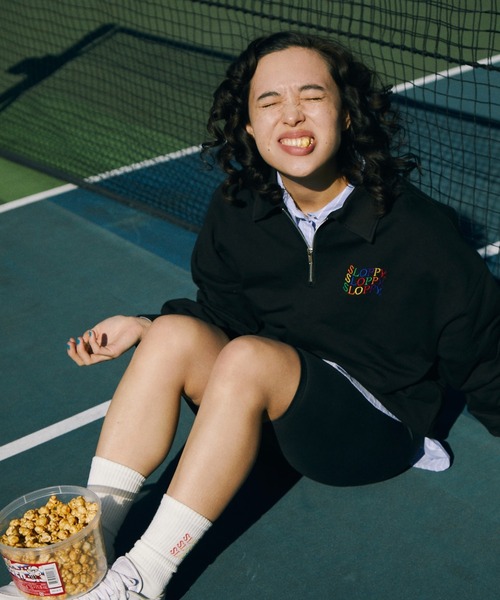 WHO'S WHO gallery（フーズフーギャラリー）の「【SLOPPY/スロッピー】ハーフジップカラートップス（スウェット・レディース・サンドベージュ/オートミール/オフホワイト/ブラック・FREE）」の21枚目の写真