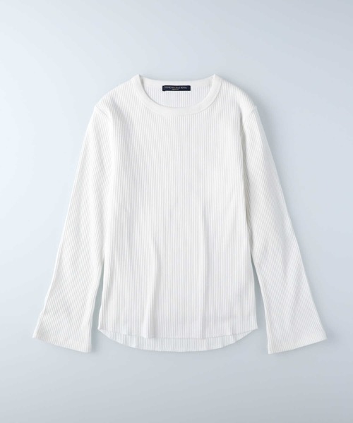 HONEYSUCKLE ROSE（ハニーサックルローズ）の「【HONEYSUCKLE ROSE】フレア袖リブロンＴ（Tシャツ/カットソー・レディース・ブラック/ベージュ/オフホワイト/ホワイト×ブラック/ホワイト×グリーン/ホワイト×カーキブラウン・M/L）」の21枚目の写真