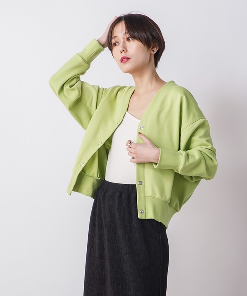 CIENA（シエナ）の「裏毛コクーンカーデ（カーディガン/ボレロ・レディース・オレンジ/ブラック/ベージュ/ブルー/グリーン・FREE）」の9枚目の写真