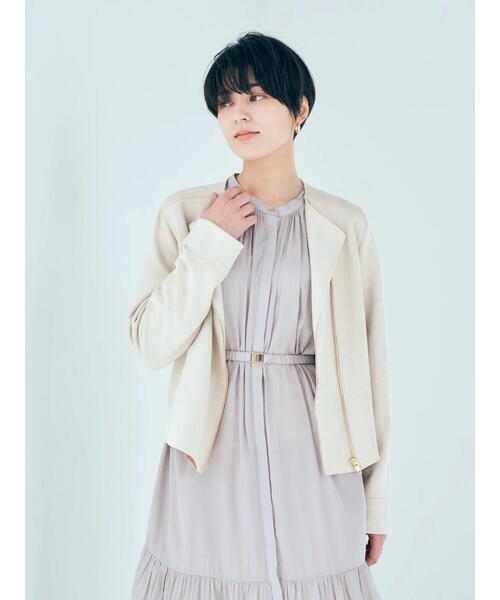 YECCA VECCA(イェッカヴェッカ)の「フェイクスエードライダースジャケット(ライダースジャケット・レディース・ライトベージュ/ダークベージュ・FREE)」の6枚目の写真