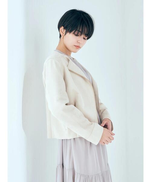 YECCA VECCA(イェッカヴェッカ)の「フェイクスエードライダースジャケット(ライダースジャケット・レディース・ライトベージュ/ダークベージュ・FREE)」の22枚目の写真