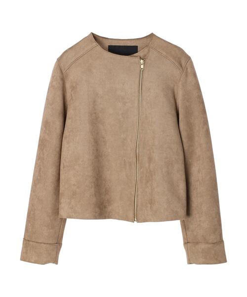YECCA VECCA(イェッカヴェッカ)の「フェイクスエードライダースジャケット(ライダースジャケット・レディース・ライトベージュ/ダークベージュ・FREE)」の10枚目の写真