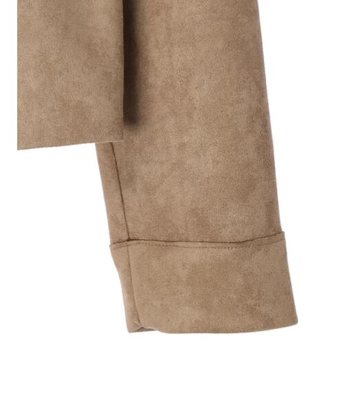 YECCA VECCA(イェッカヴェッカ)の「フェイクスエードライダースジャケット(ライダースジャケット・レディース・ライトベージュ/ダークベージュ・FREE)」の14枚目の写真