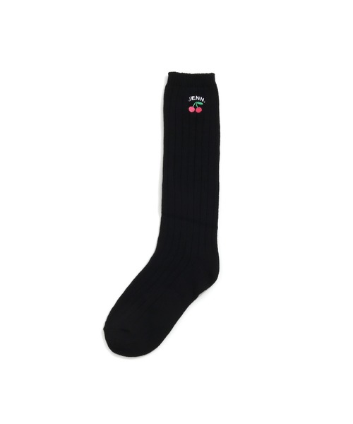 JENNI love（ジェニィラブ）の「2wayルーズチェリーハイソックス（ソックス/靴下・キッズ・オフホワイト/ブラック/ラベンダー・19-21cm/22-24cm）」の3枚目の写真