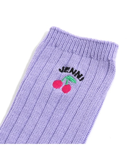 JENNI love（ジェニィラブ）の「2wayルーズチェリーハイソックス（ソックス/靴下・キッズ・オフホワイト/ブラック/ラベンダー・19-21cm/22-24cm）」の5枚目の写真