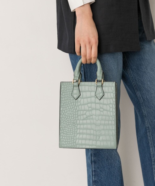 RODE SKO(ロデスコ)の「型押しミニトートバッグ(トートバッグ・レディース・ホワイト/グリーン・ONE)」の9枚目の写真