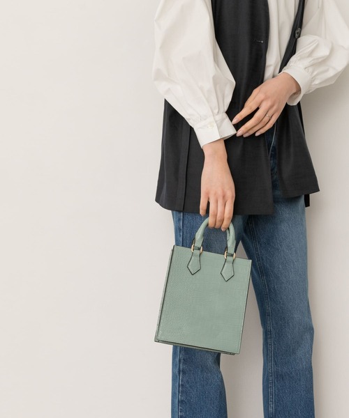 RODE SKO(ロデスコ)の「型押しミニトートバッグ(トートバッグ・レディース・ホワイト/グリーン・ONE)」の14枚目の写真