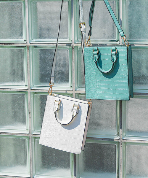 RODE SKO(ロデスコ)の「型押しミニトートバッグ(トートバッグ・レディース・ホワイト/グリーン・ONE)」の4枚目の写真