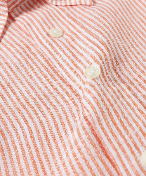 BROOKS BROTHERS（ブルックスブラザーズ）の「Brooks Brothers × BEAMS F / 別注 リネンストライプ プルオーバー ボタンダウン ショートスリーブシャツ（シャツ/ブラウス・メンズ・ネイビー/オレンジ/ケリー・SMALL/MEDIUM）」の8枚目の写真