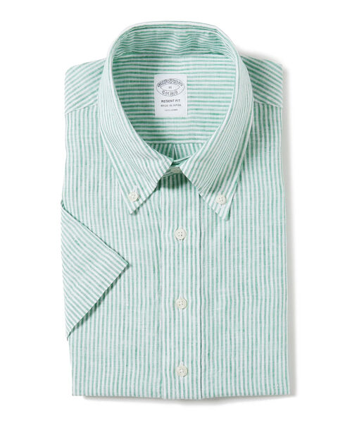 BROOKS BROTHERS（ブルックスブラザーズ）の「Brooks Brothers × BEAMS F / 別注 リネンストライプ プルオーバー ボタンダウン ショートスリーブシャツ（シャツ/ブラウス・メンズ・ネイビー/オレンジ/ケリー・SMALL/MEDIUM）」の14枚目の写真