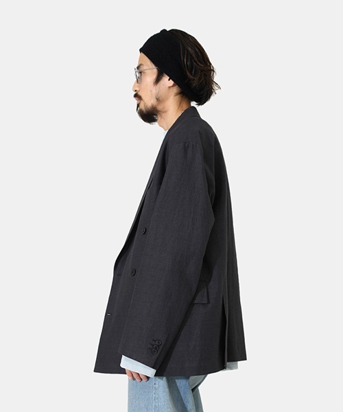 PORT BY ARK（ポートバイアーク）の「PORT BY ARK / ポートバイアーク：Double Breasted Jacket-Herringbone-：PO11-J002[COR]（テーラードジャケット・メンズ・ブラック・2/1）」の11枚目の写真
