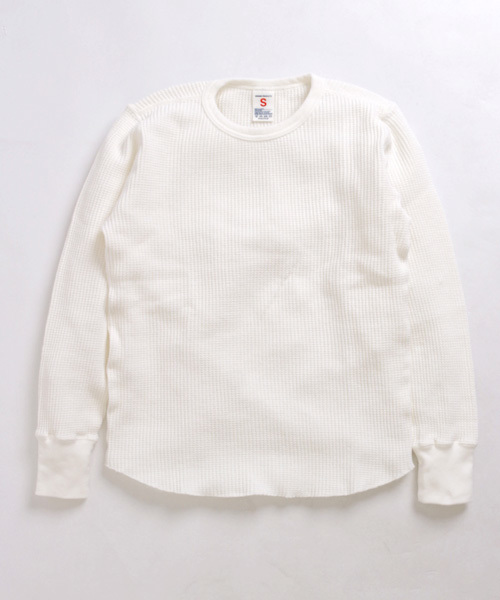 Denime(ドゥニーム)の「BIG WAFFLE CN LS/ビッグワッフルロンT(Tシャツ/カットソー・メンズ・オリーブ/ブラック/ホワイト・LARGE/MEDIUM/SMALL)」の2枚目の写真
