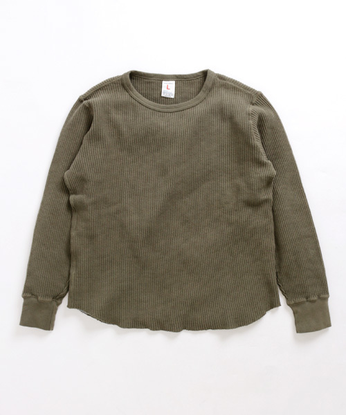 Denime(ドゥニーム)の「BIG WAFFLE CN LS/ビッグワッフルロンT(Tシャツ/カットソー・メンズ・オリーブ/ブラック/ホワイト・LARGE/MEDIUM/SMALL)」の3枚目の写真