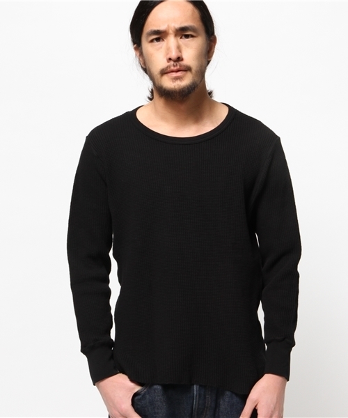 Denime(ドゥニーム)の「BIG WAFFLE CN LS/ビッグワッフルロンT(Tシャツ/カットソー・メンズ・オリーブ/ブラック/ホワイト・LARGE/MEDIUM/SMALL)」の5枚目の写真