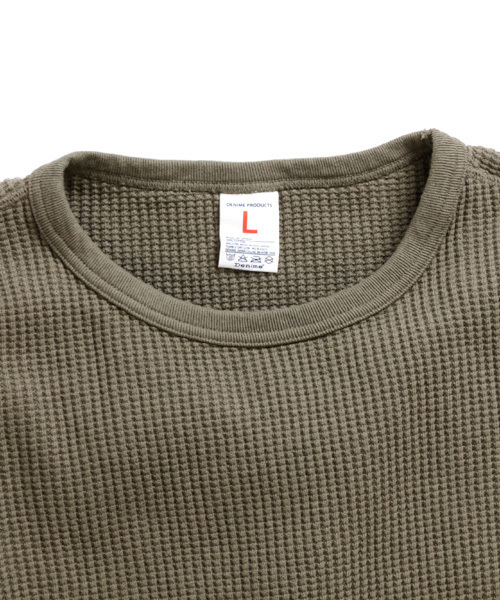 Denime(ドゥニーム)の「BIG WAFFLE CN LS/ビッグワッフルロンT(Tシャツ/カットソー・メンズ・オリーブ/ブラック/ホワイト・LARGE/MEDIUM/SMALL)」の13枚目の写真