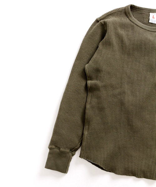 Denime(ドゥニーム)の「BIG WAFFLE CN LS/ビッグワッフルロンT(Tシャツ/カットソー・メンズ・オリーブ/ブラック/ホワイト・LARGE/MEDIUM/SMALL)」の14枚目の写真