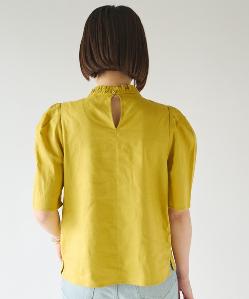 RIVE DROITE（リヴドロワ）の「WEB限定/レーヨン麻ライトスタンドブラウス（シャツ/ブラウス・レディース・ネイビー/イエロー/オフホワイト/ライトグレー・FREE）」の13枚目の写真