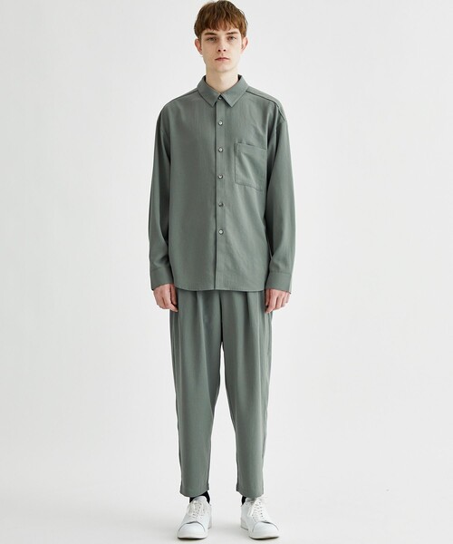 ATTACHMENT（アタッチメント）の「STUDIOUS別注 DROP SHOULDER REGULAR COLLAR L/S SH（シャツ/ブラウス・メンズ・ブラック/ダークグリーン/ライトグレー・1/2）」の5枚目の写真