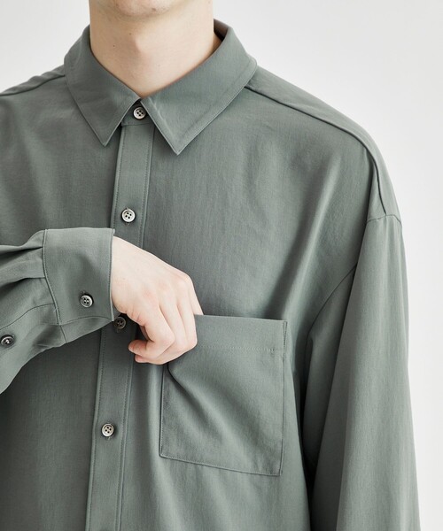 ATTACHMENT（アタッチメント）の「STUDIOUS別注 DROP SHOULDER REGULAR COLLAR L/S SH（シャツ/ブラウス・メンズ・ブラック/ダークグリーン/ライトグレー・1/2）」の9枚目の写真