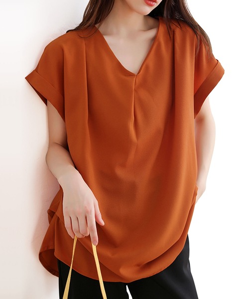 Amulet(アミュレット)の「バックプリーツチュニック(チュニック・レディース・ネイビー/オレンジ/グリーン・M/L)」の1枚目の写真