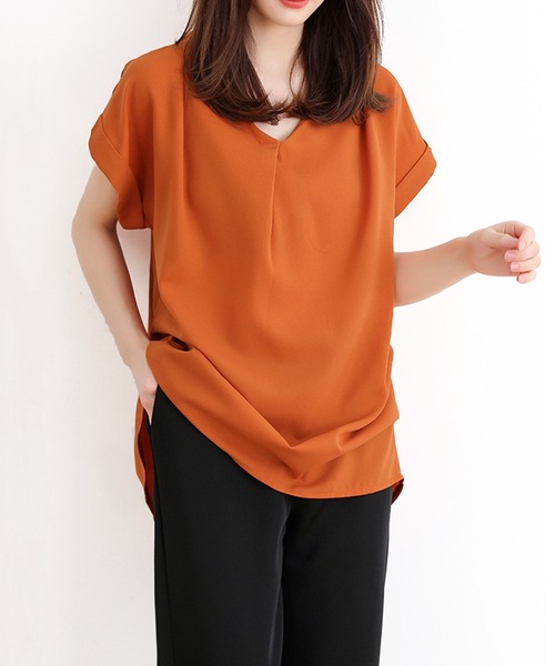 Amulet(アミュレット)の「バックプリーツチュニック(チュニック・レディース・ネイビー/オレンジ/グリーン・M/L)」の6枚目の写真