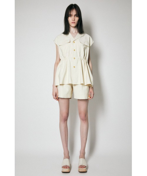 MOUSSY（マウジー）の「OPEN COLLAR SLEEVELESS シャツ（シャツ/ブラウス・レディース・ダークネイビー/ライトカーキ/キナリ・1/2）」の15枚目の写真