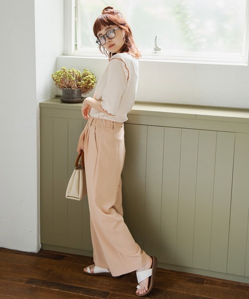 Crisp（クリスプ）の「チェックイージーパンツ（その他パンツ・レディース・ベージュ/グリーン・FREE）」の5枚目の写真