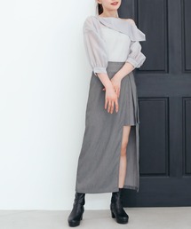 Ladyスリットプリーツスカート