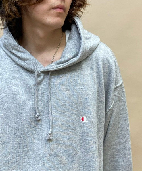 Champion（チャンピオン）の「CHAMPION/チャンピオン 大きいサイズ ワンポイントパーカー/裏毛パーカー 無地 フーディ C3-W101L（パーカー・メンズ・ブラック/グレー/カーキ・3L/4L/5L）」の12枚目の写真