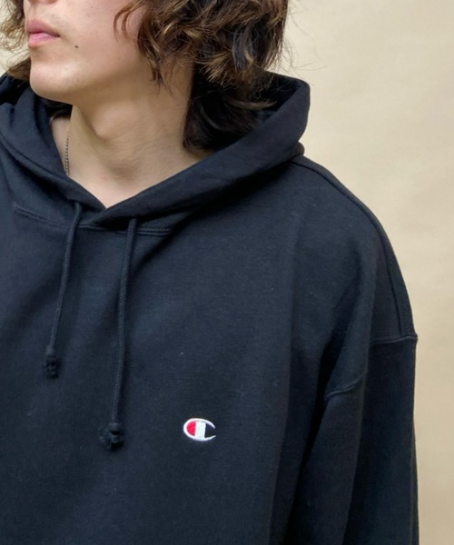 Champion（チャンピオン）の「CHAMPION/チャンピオン 大きいサイズ ワンポイントパーカー/裏毛パーカー 無地 フーディ C3-W101L（パーカー・メンズ・ブラック/グレー/カーキ・3L/4L/5L）」の7枚目の写真