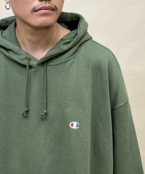 Champion（チャンピオン）の「CHAMPION/チャンピオン 大きいサイズ ワンポイントパーカー/裏毛パーカー 無地 フーディ C3-W101L（パーカー・メンズ・ブラック/グレー/カーキ・3L/4L/5L）」の18枚目の写真