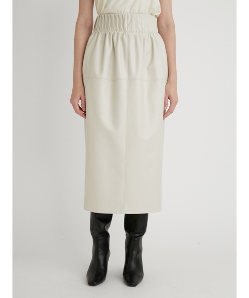 MIESROHE（ミースロエ）の「リサイクルフェイクレザーコクーンスカート（スカート・レディース・ブラック/カーキ/アイボリー・1/0）」の18枚目の写真