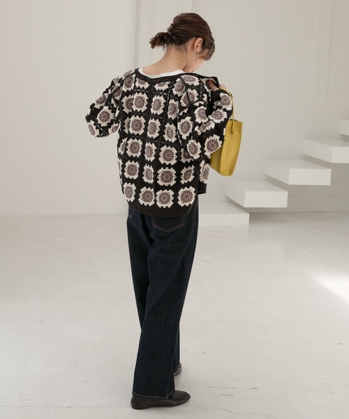 GLOBAL WORK（グローバルワーク）の「GOODデニムハイウエストワイドパンツ/298550（デニムパンツ・レディース・ネイビー/ブルー/オフホワイト・SMALL/MEDIUM/LARGE）」の5枚目の写真