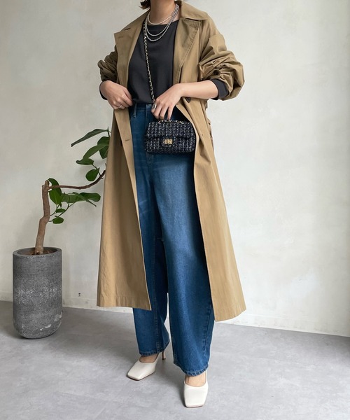 DouDou（ドゥドゥ）の「袖ボリュームトレンチコート（トレンチコート・レディース・ブラック/ベージュ・FREE）」の5枚目の写真