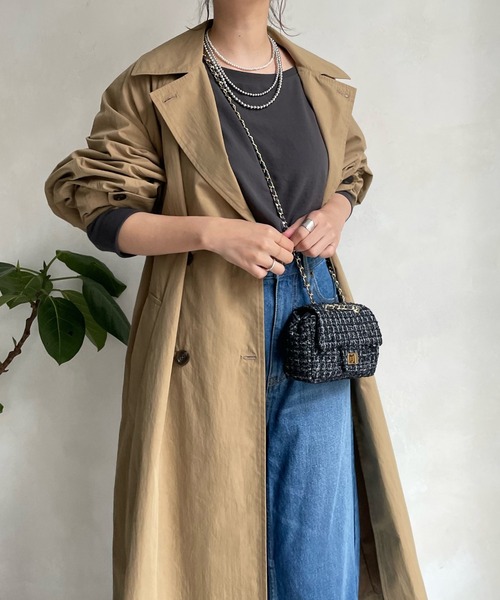 DouDou（ドゥドゥ）の「袖ボリュームトレンチコート（トレンチコート・レディース・ブラック/ベージュ・FREE）」の8枚目の写真