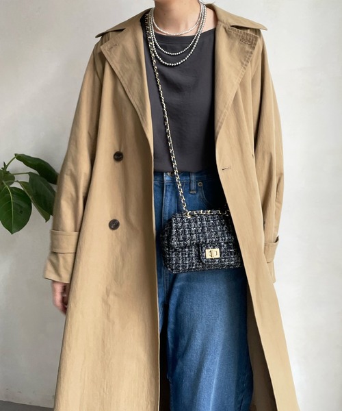 DouDou（ドゥドゥ）の「袖ボリュームトレンチコート（トレンチコート・レディース・ブラック/ベージュ・FREE）」の9枚目の写真