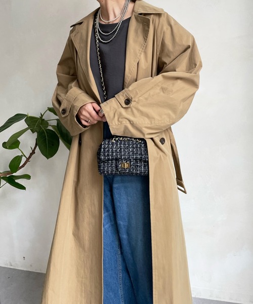 DouDou（ドゥドゥ）の「袖ボリュームトレンチコート（トレンチコート・レディース・ブラック/ベージュ・FREE）」の10枚目の写真