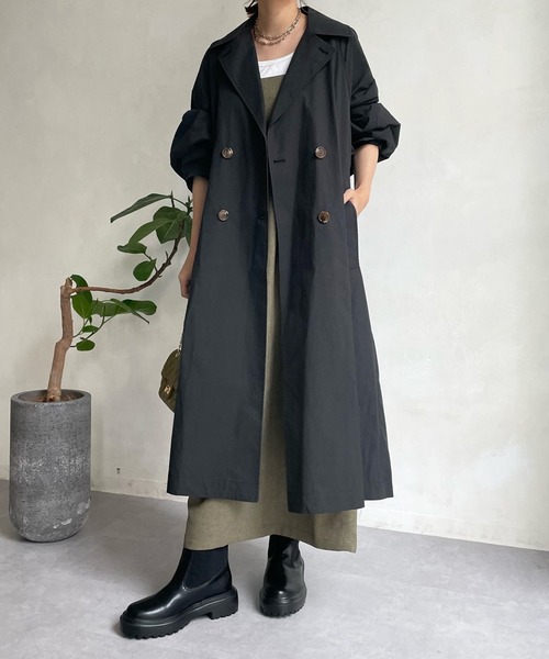 DouDou（ドゥドゥ）の「袖ボリュームトレンチコート（トレンチコート・レディース・ブラック/ベージュ・FREE）」の12枚目の写真
