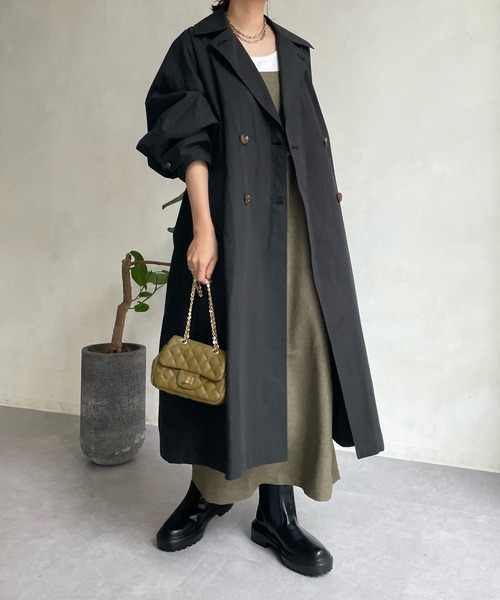 DouDou（ドゥドゥ）の「袖ボリュームトレンチコート（トレンチコート・レディース・ブラック/ベージュ・FREE）」の13枚目の写真
