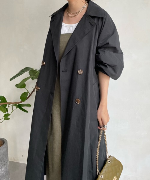 DouDou（ドゥドゥ）の「袖ボリュームトレンチコート（トレンチコート・レディース・ブラック/ベージュ・FREE）」の16枚目の写真