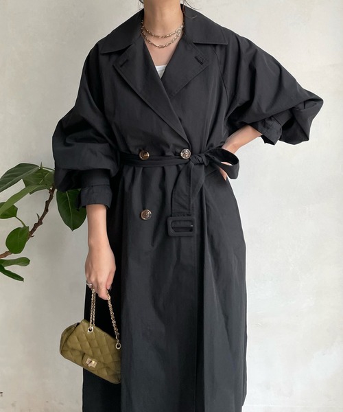 DouDou（ドゥドゥ）の「袖ボリュームトレンチコート（トレンチコート・レディース・ブラック/ベージュ・FREE）」の20枚目の写真