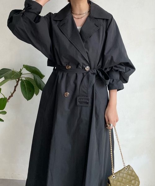 DouDou（ドゥドゥ）の「袖ボリュームトレンチコート（トレンチコート・レディース・ブラック/ベージュ・FREE）」の21枚目の写真