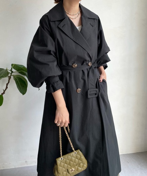 DouDou（ドゥドゥ）の「袖ボリュームトレンチコート（トレンチコート・レディース・ブラック/ベージュ・FREE）」の22枚目の写真