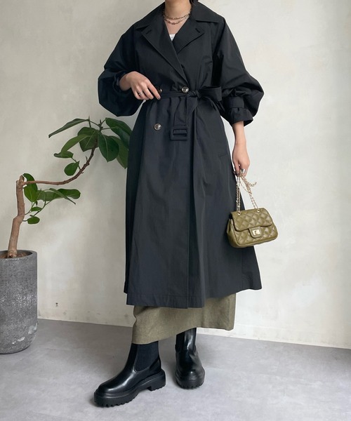 DouDou（ドゥドゥ）の「袖ボリュームトレンチコート（トレンチコート・レディース・ブラック/ベージュ・FREE）」の18枚目の写真